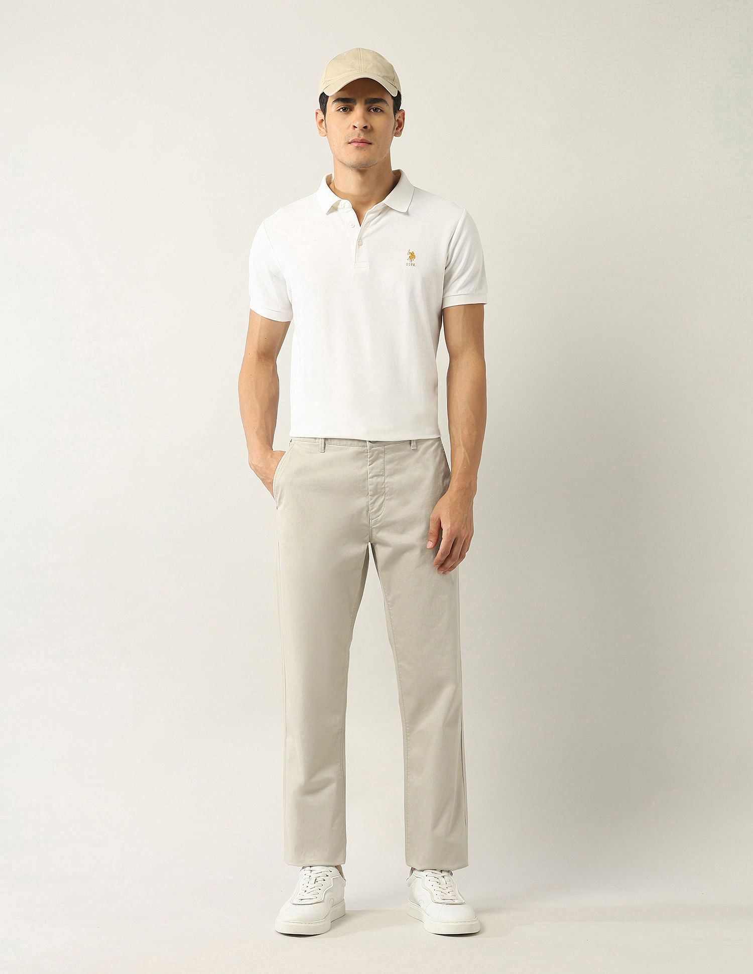 Arrow Sport Mid Rise Straight Fit Twill Trousers