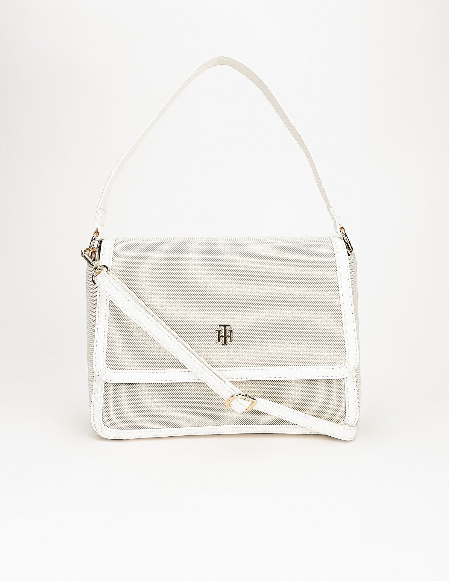 Tommy Hilfiger Solid White Polyester Hand Bags