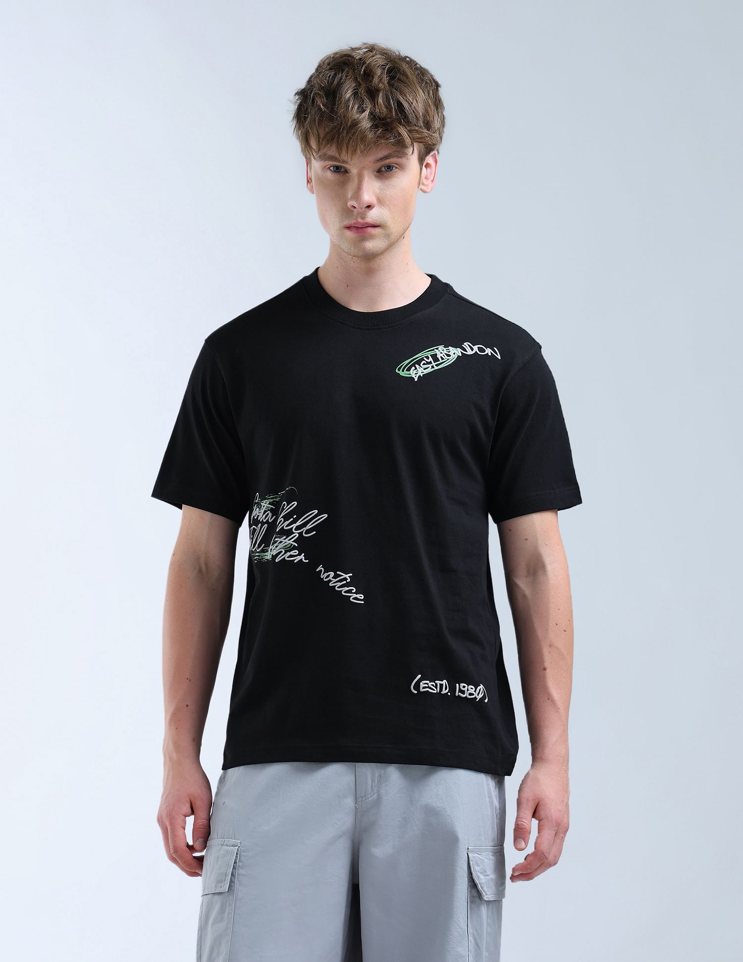 Flying Machine Relaxed Fit Typography Printed T-Shirt