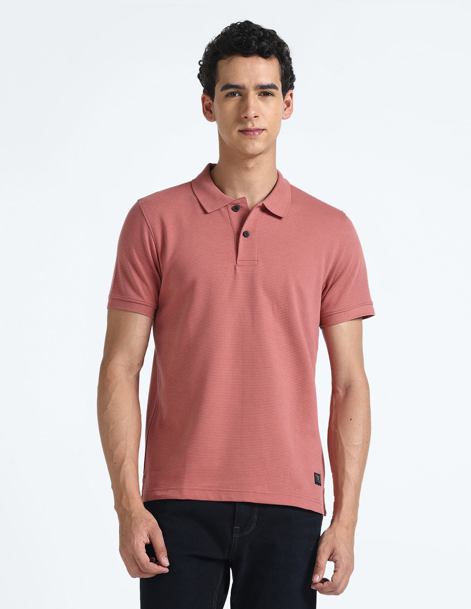 Flying Machine Horizontal Stripe Cotton Polo Shirt
