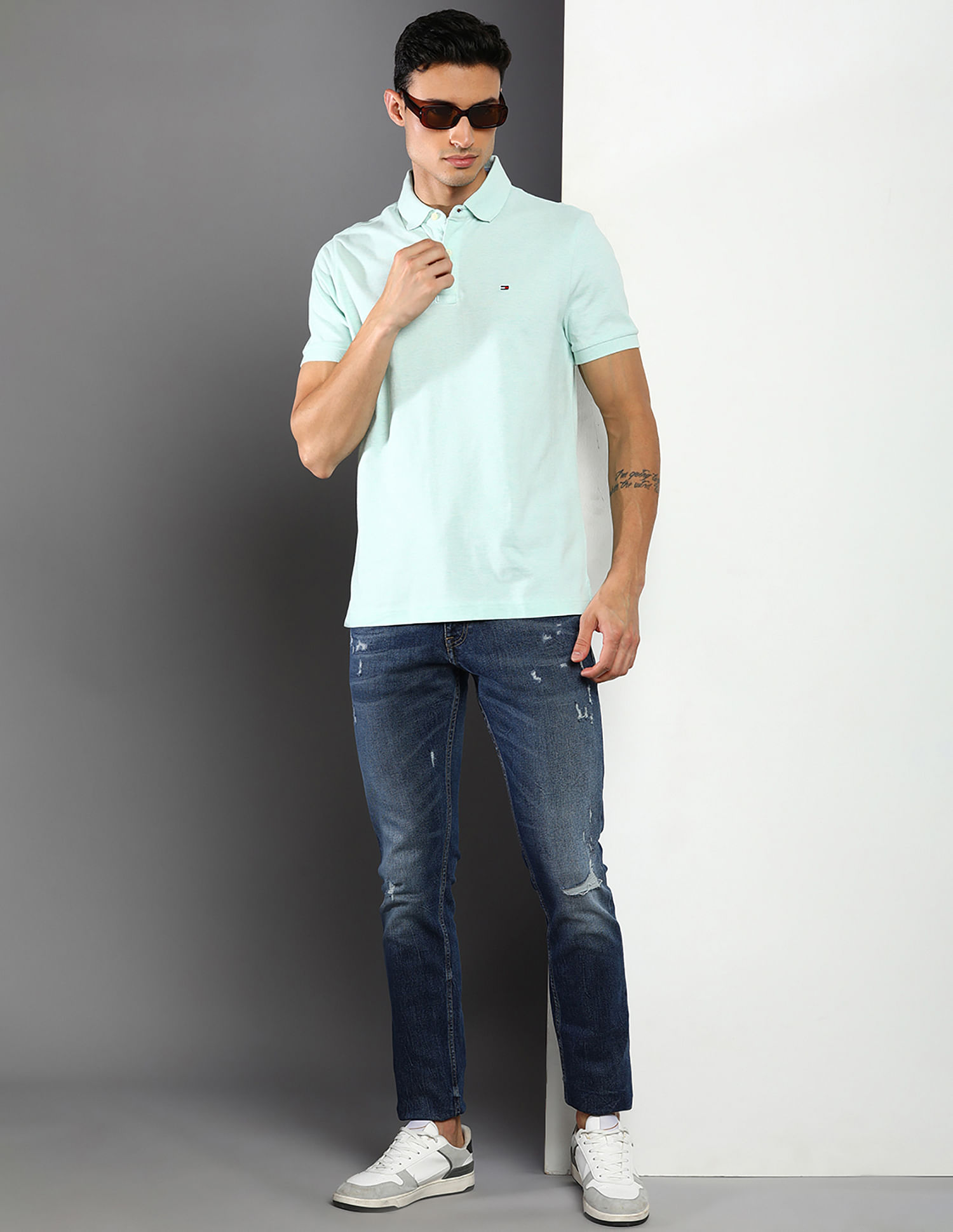 Tommy Hilfiger Regular Fit Heathered Polo Shirt