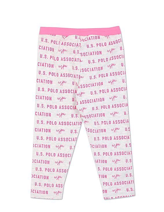 U.S. Polo Assn. Kids Mid Rise Brand Print Track Pants