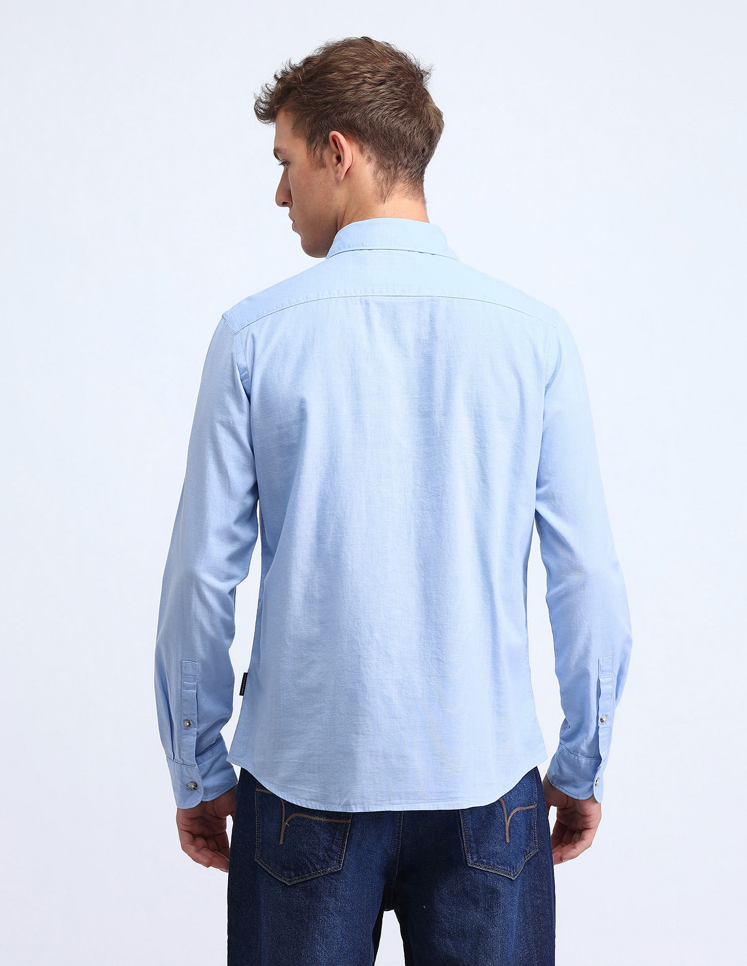 Flying Machine Slim Fit Solid Cotton Shirt
