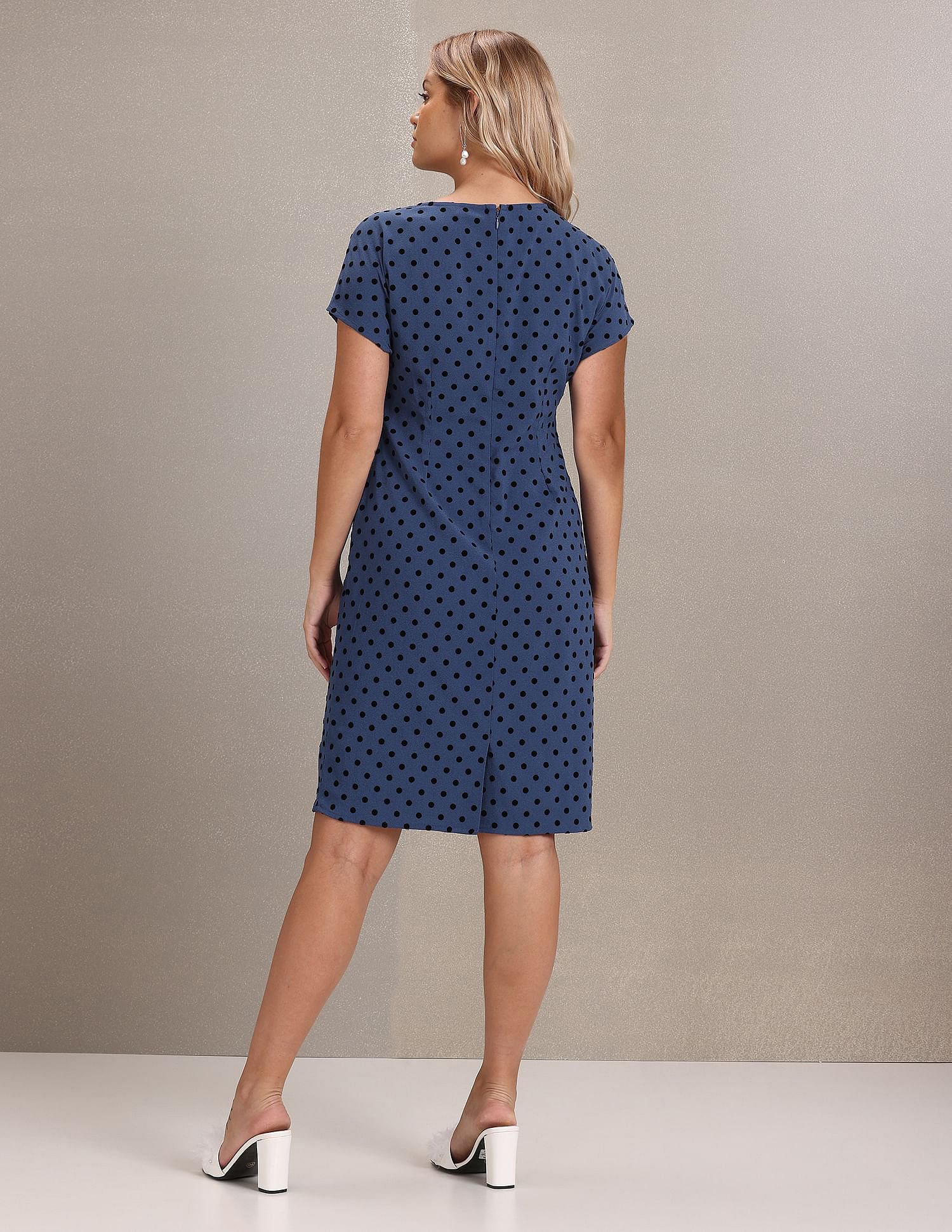 U.S. Polo Assn. Women Round Neck Polka Dot Print Dress