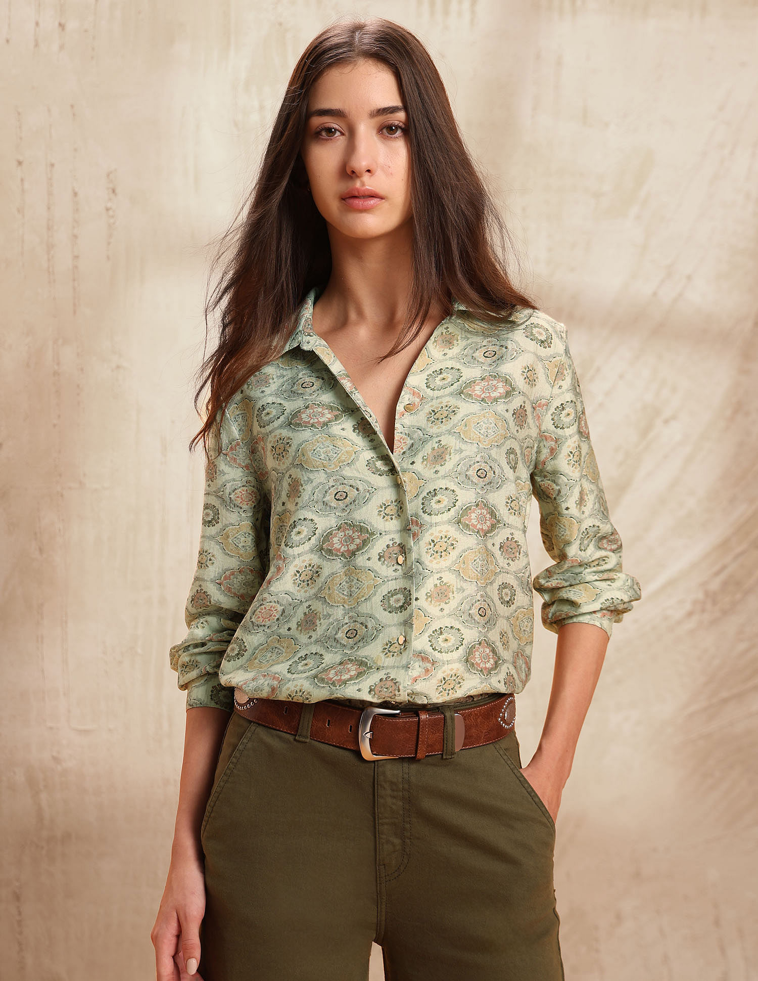 U.S. Polo Assn. Women Regular Fit Abstract Printed Shirt