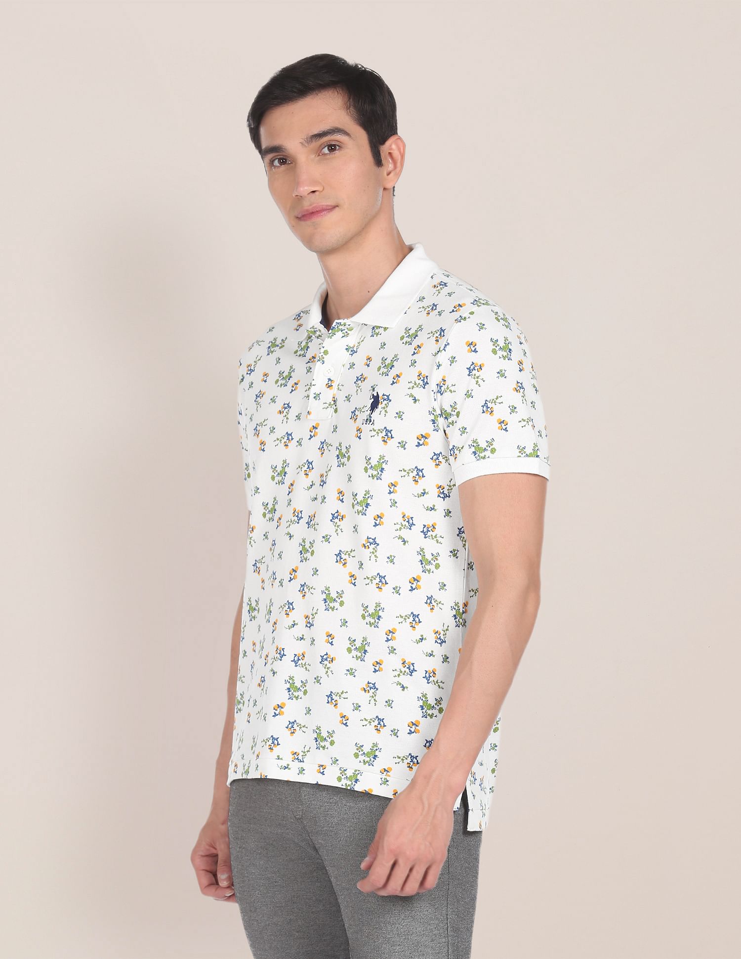 Floral polo outlet white