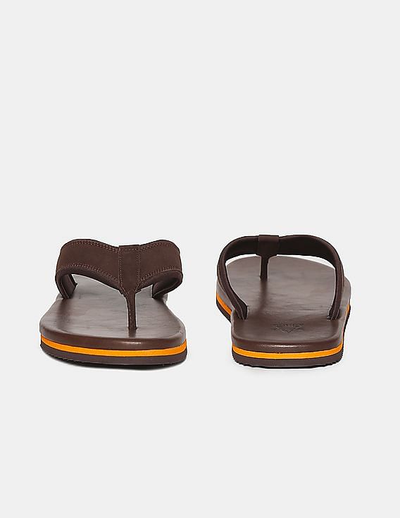Arrow Men Brown V-Strap Mott Leather Sandals