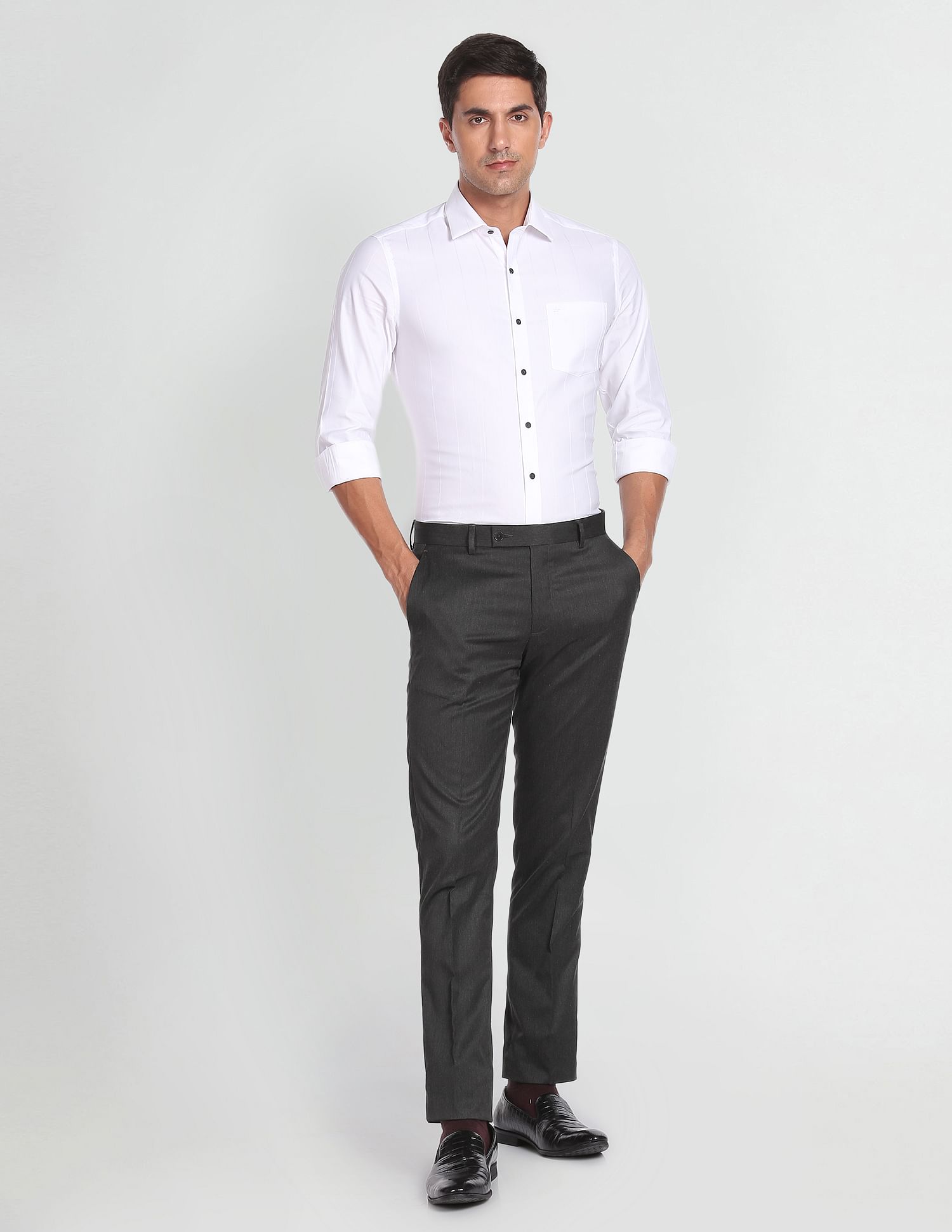 Arrow Tailored Regular Fit Dobby Formal Trousers