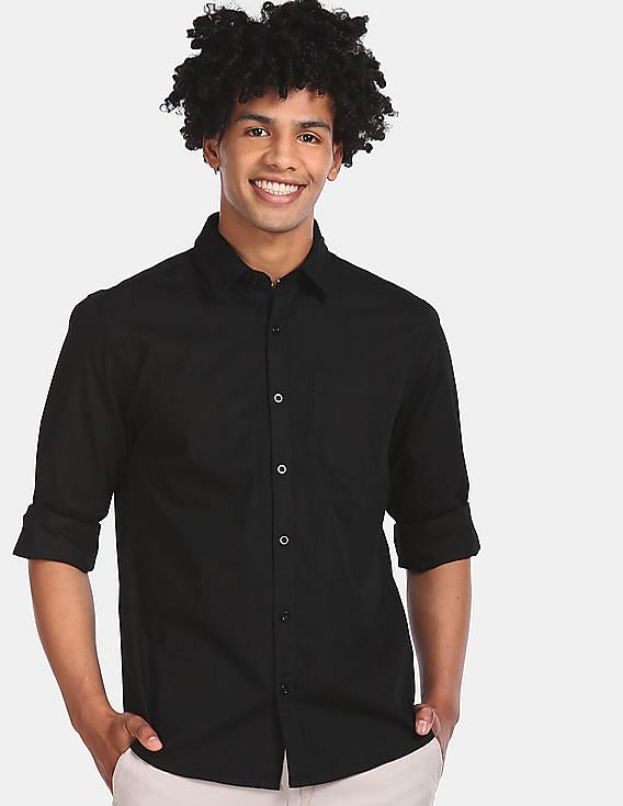 black solid casual shirt