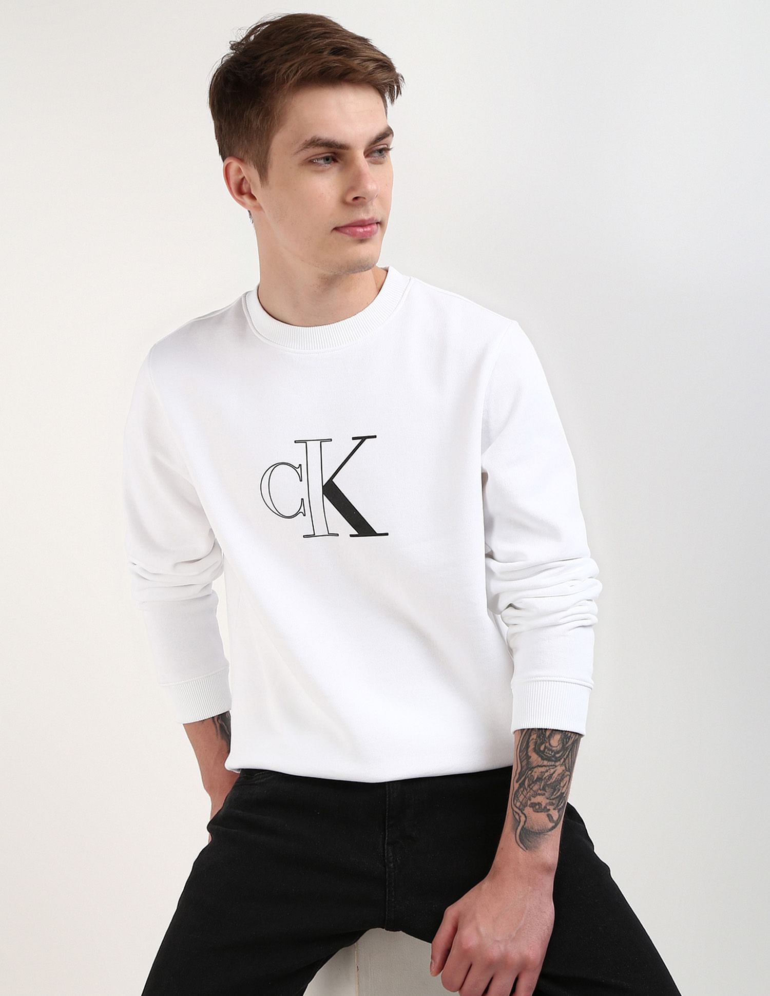 Buy Calvin Klein Monogram Crew Neck Sweatshirt NNNOW