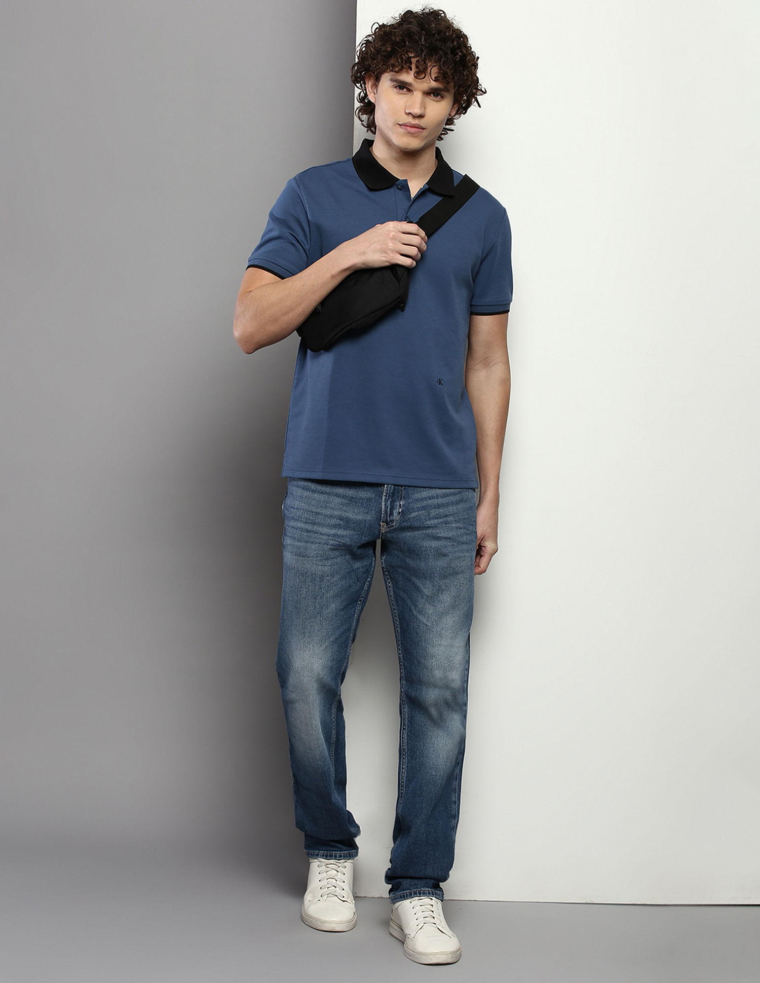 Calvin Klein Jeans Recycled Polyester Contrast Collar Polo Shirt