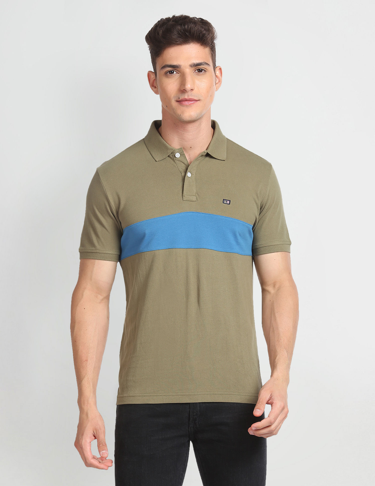 Arrow Sports Panelled Colour Block Polo Shirt