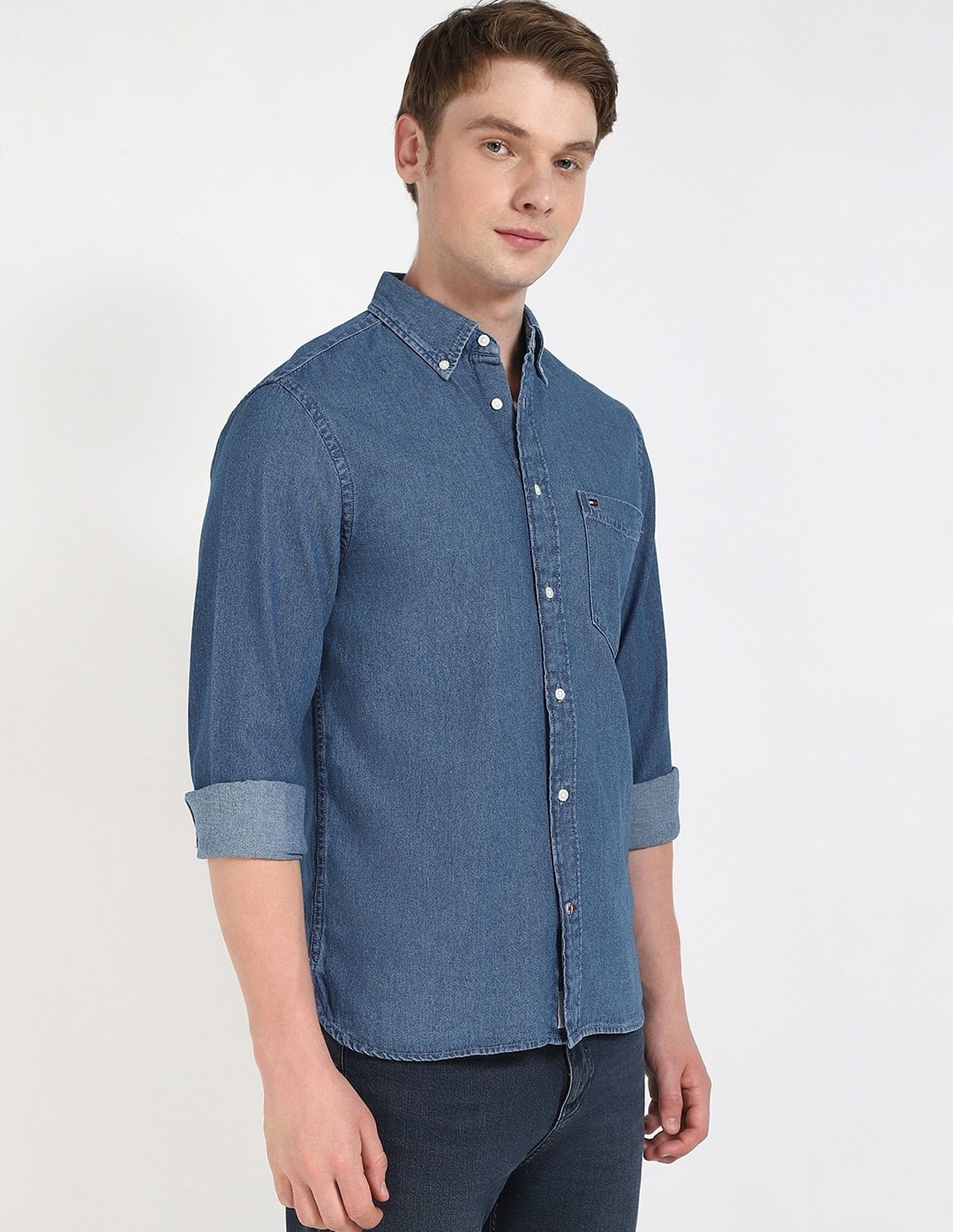 Tommy Hilfiger Solid Regular-Fit Cotton Shirt