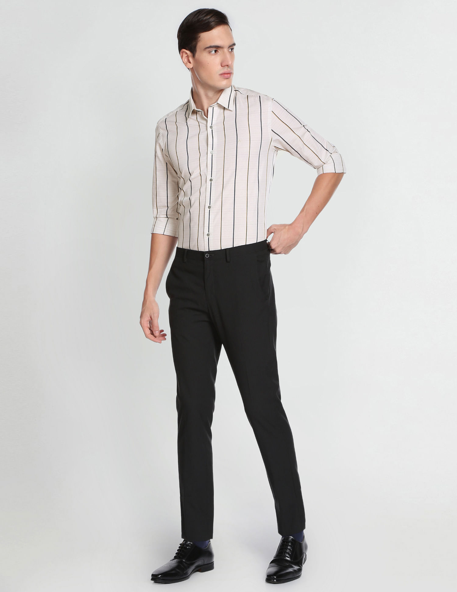 Arrow Newyork Point Collar Vertical Stripe Shirt