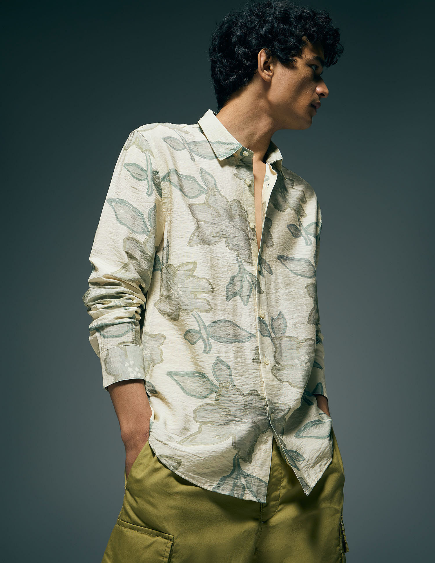 Flying Machine Floral Printed Color Of Home Shirt