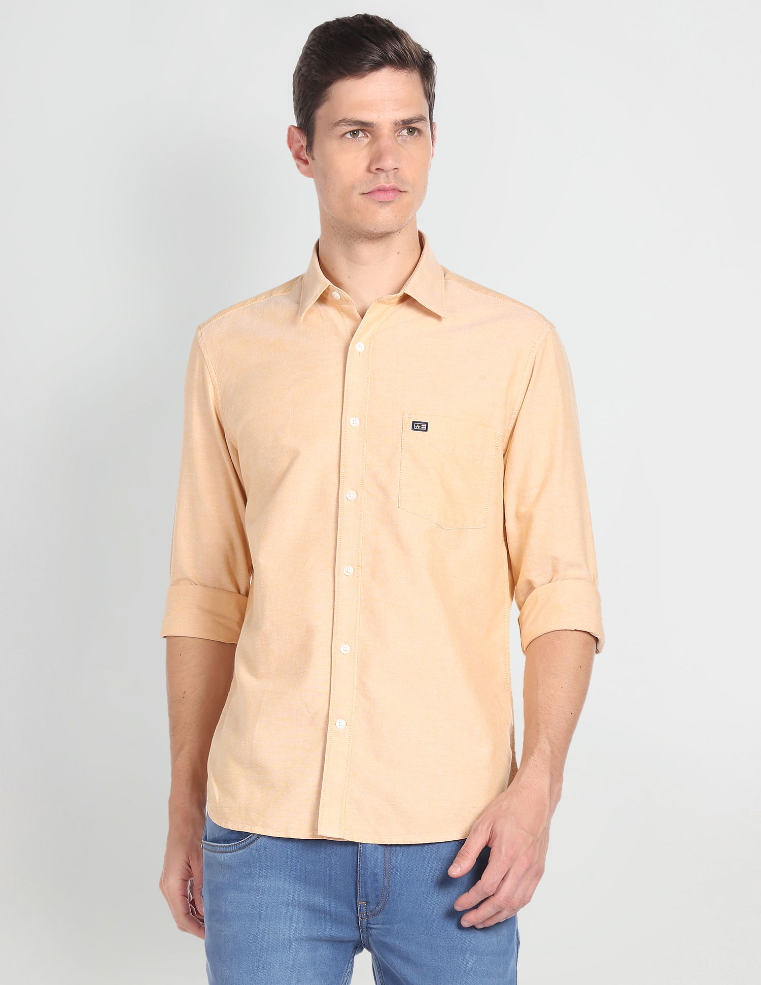 Arrow Sports Solid Slim Fit Casual Shirt