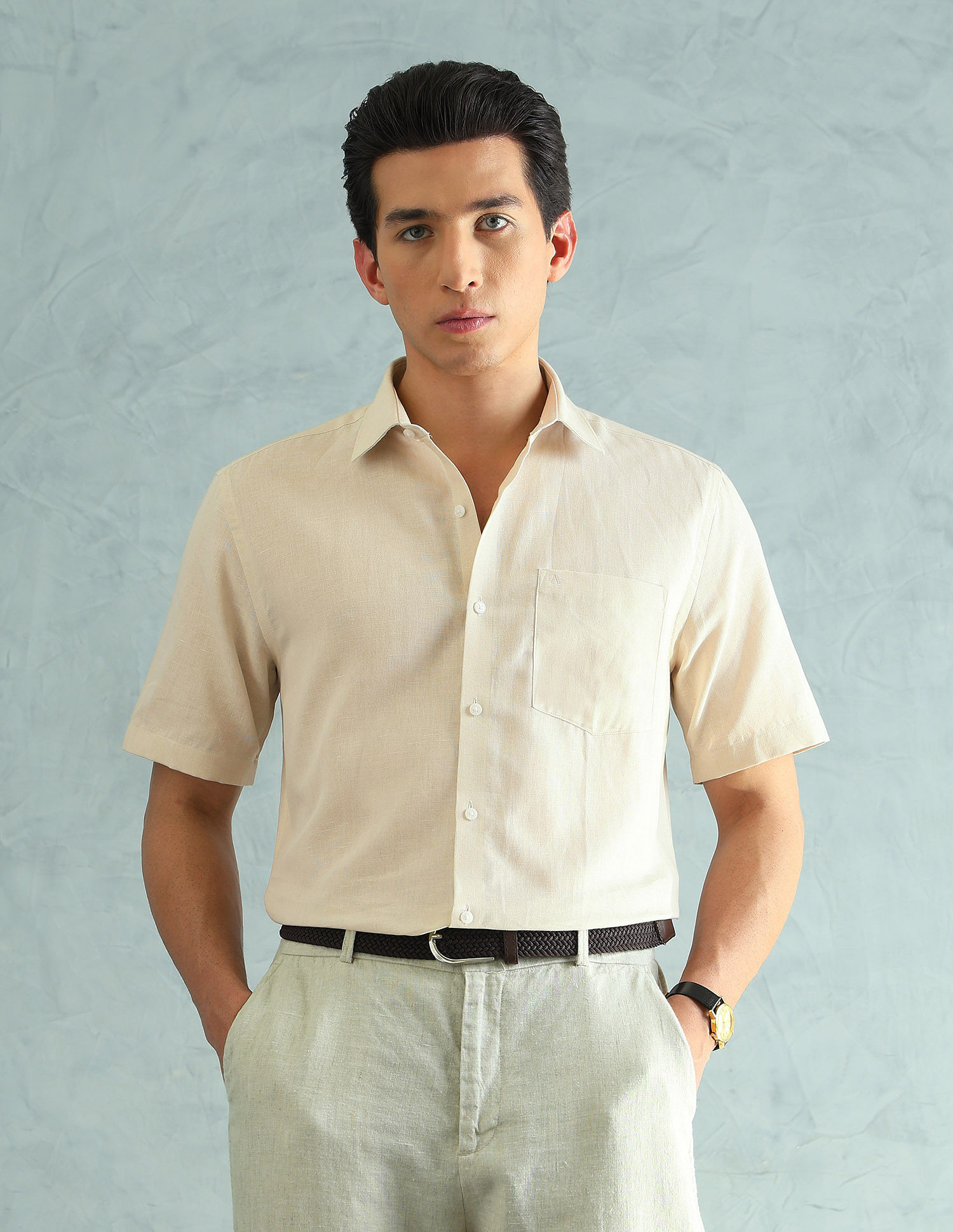 Arrow Cotton Linen Regular Fit Shirt