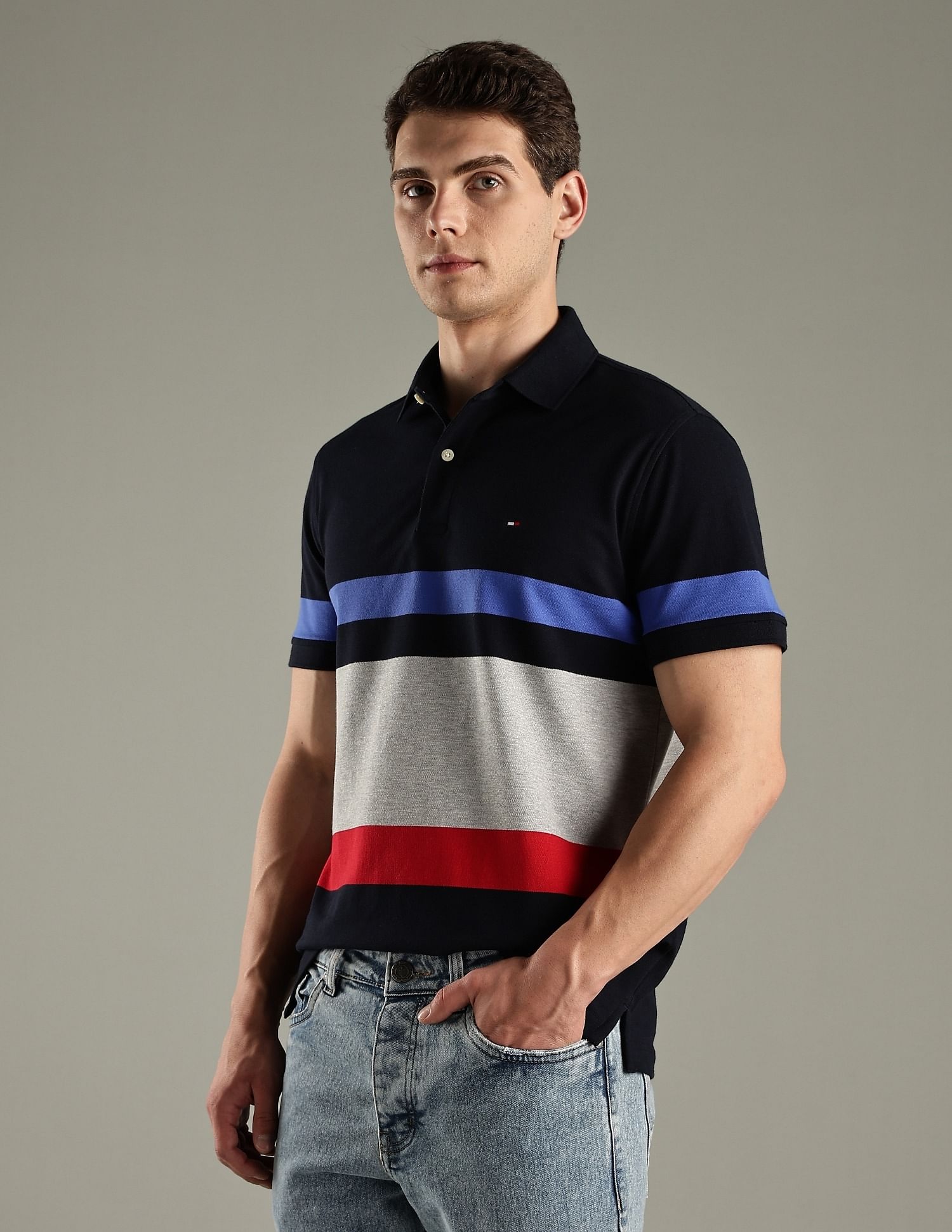 Tommy Hilfiger Striped Regular-Fit Cotton Polo T-Shirt