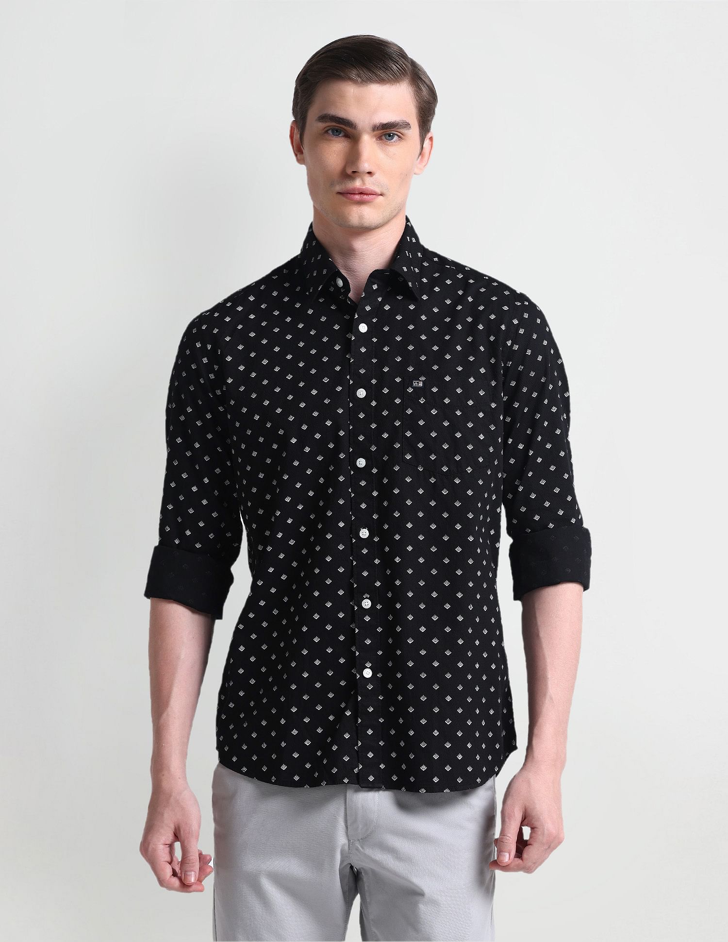 Arrow Sport Geometric Print Dobby Shirt