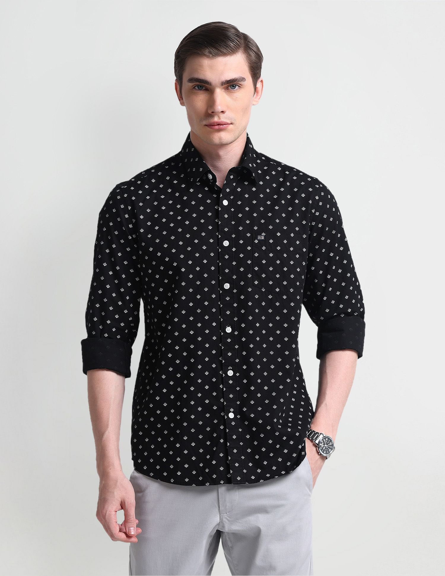 Arrow Sport Geometric Print Dobby Shirt
