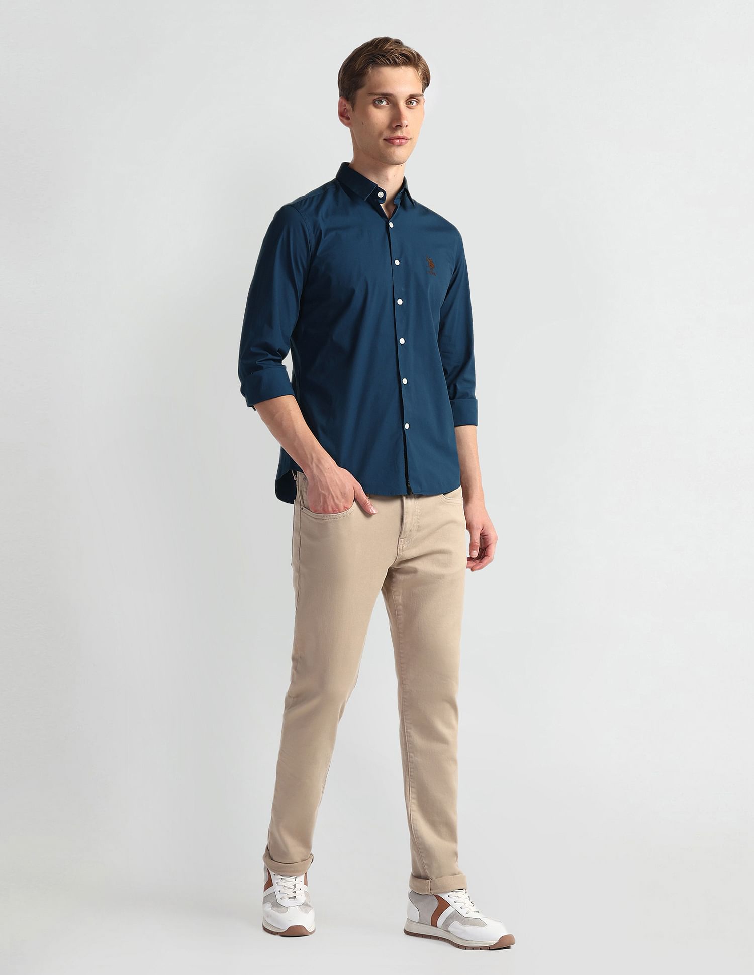 U.S. Polo Assn. Denim Co. Spread Collar Twill Shirt
