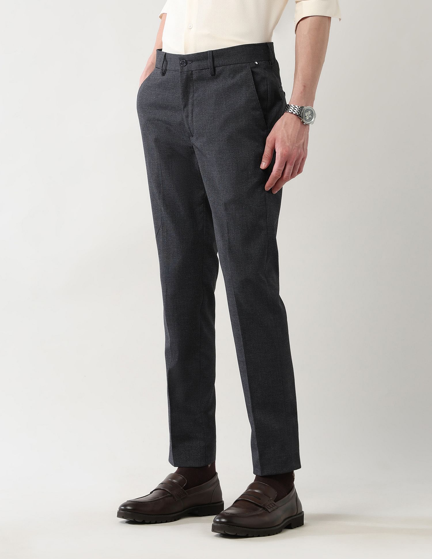 Arrow Newyork Mid Rise Slim Fit Autoflex Trousers