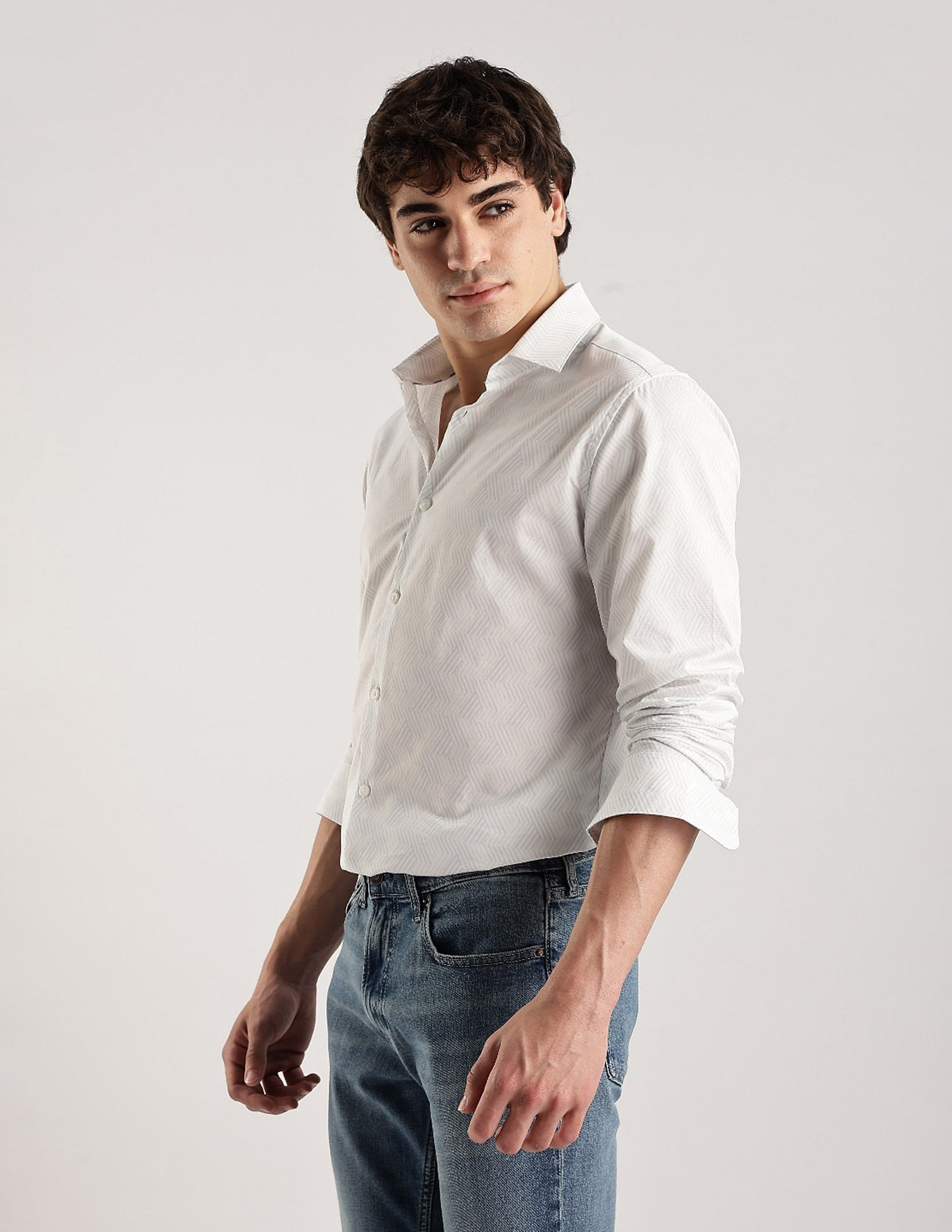 Calvin Klein Jeans Geometric Slim Fit Dobby Woven Shirt