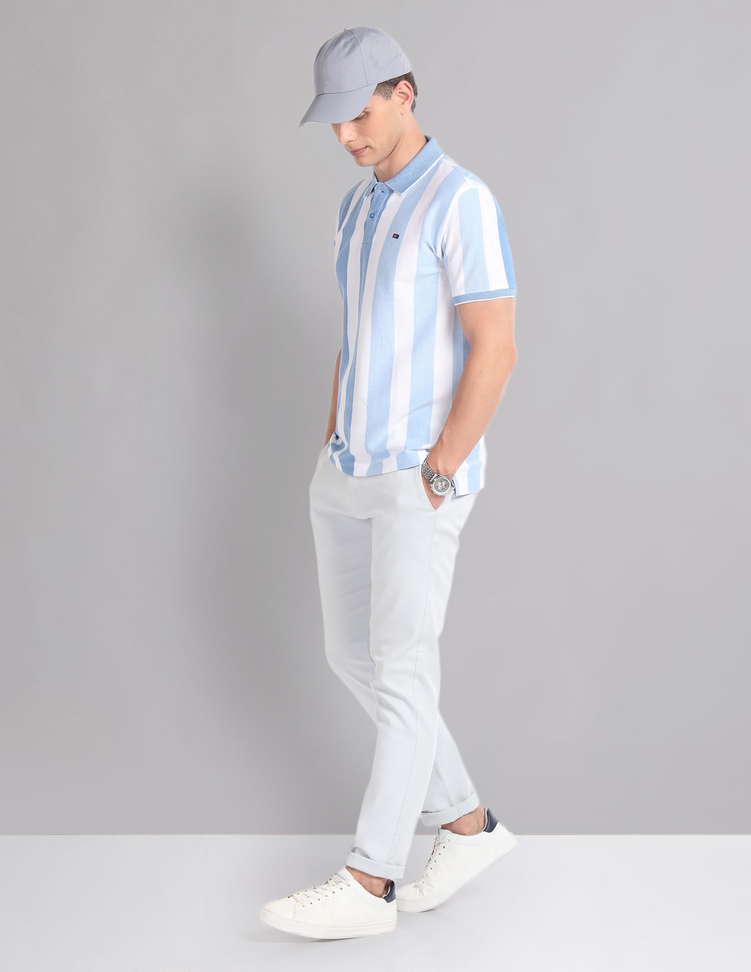 AD by Arvind Vertical Stripe Real Deal Polo Shirt
