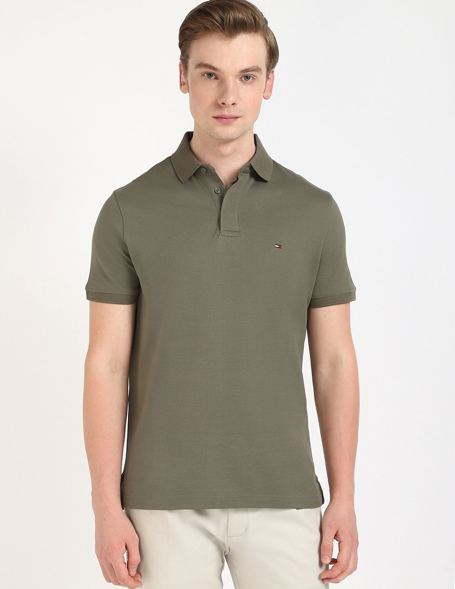Tommy Hilfiger Solid Regular-Fit Cotton Polo Shirt