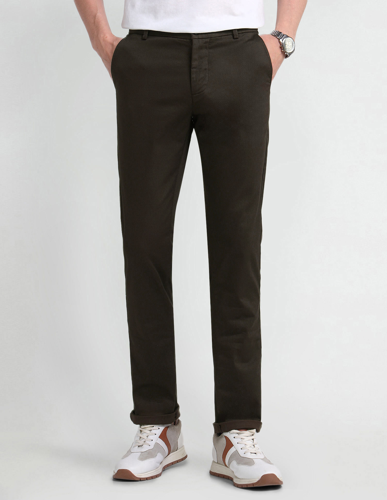 Arrow Sport Slim Fit Printed Trousers