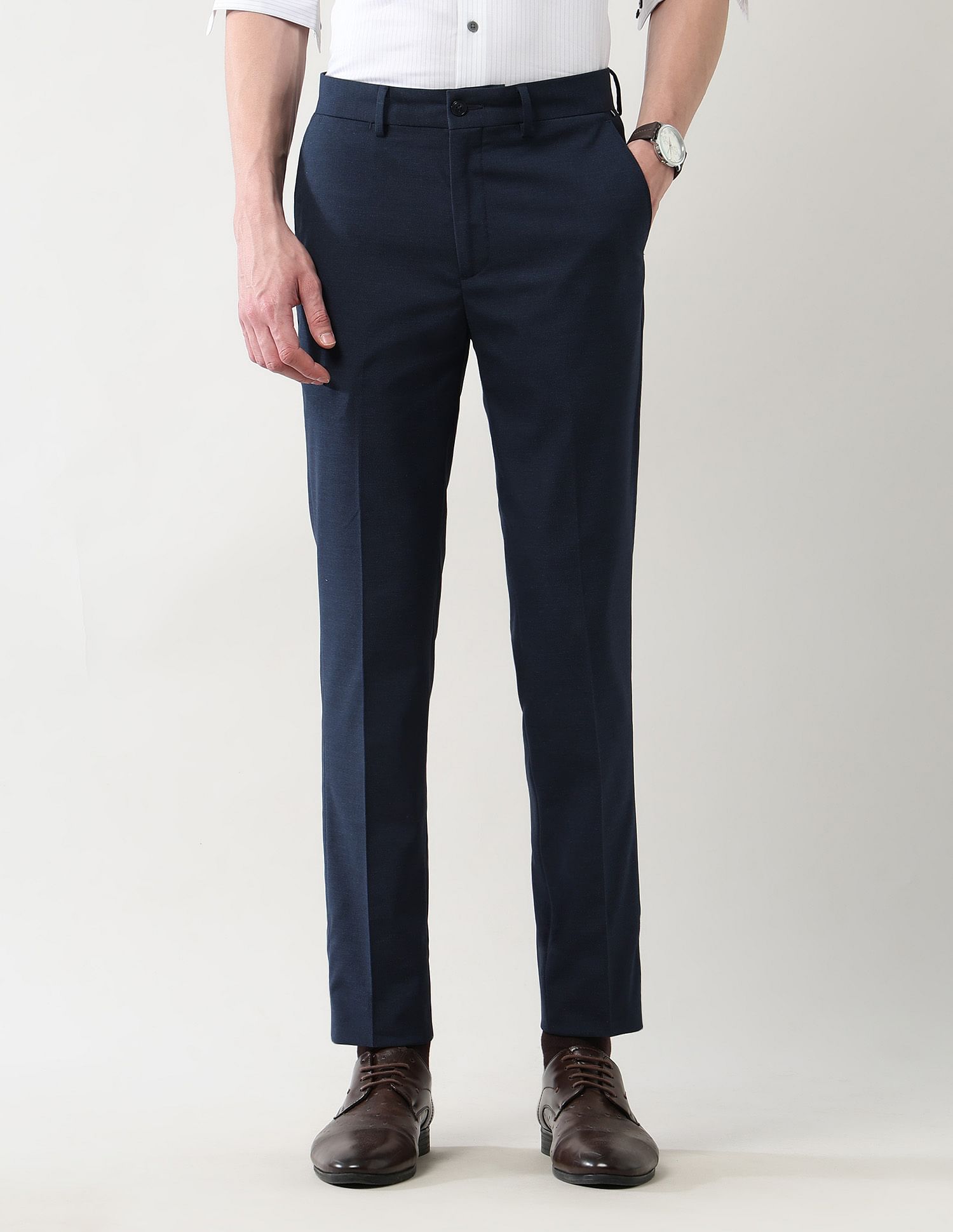 Arrow Newyork Mid Rise Slim Fit Autoflex Trousers