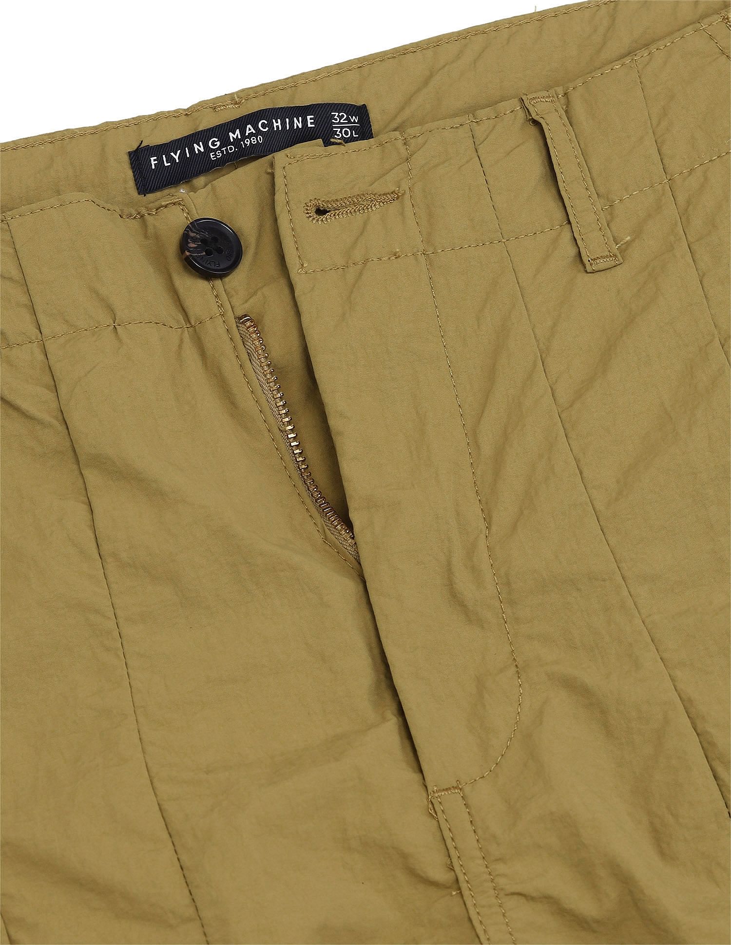 Flying Machine Loose Fit Solid Cargo Trousers