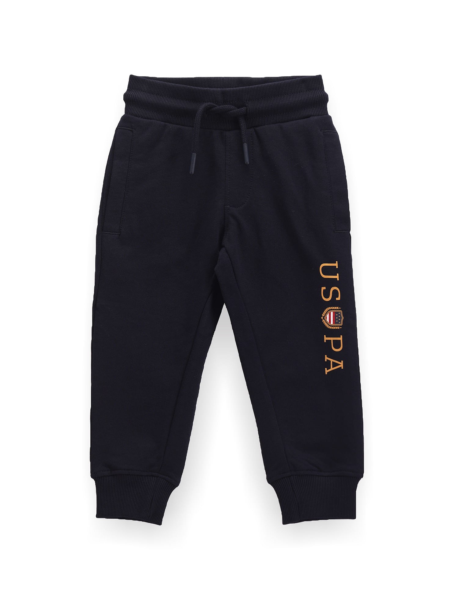 U.S. Polo Assn. Kids Boys Pure Cotton Brand Print Track Pants