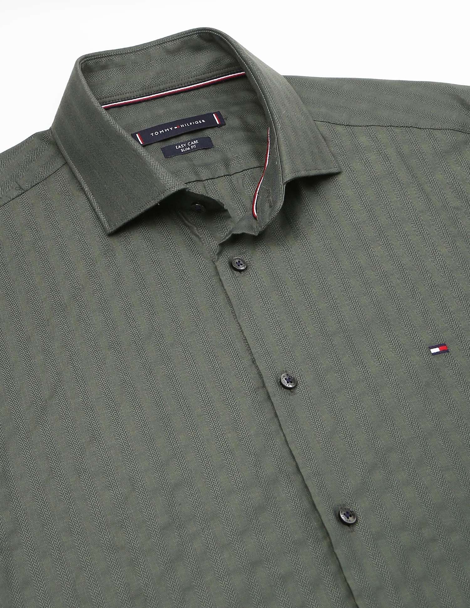 Tommy Hilfiger Self-Design Slim-Fit Cotton Shirt