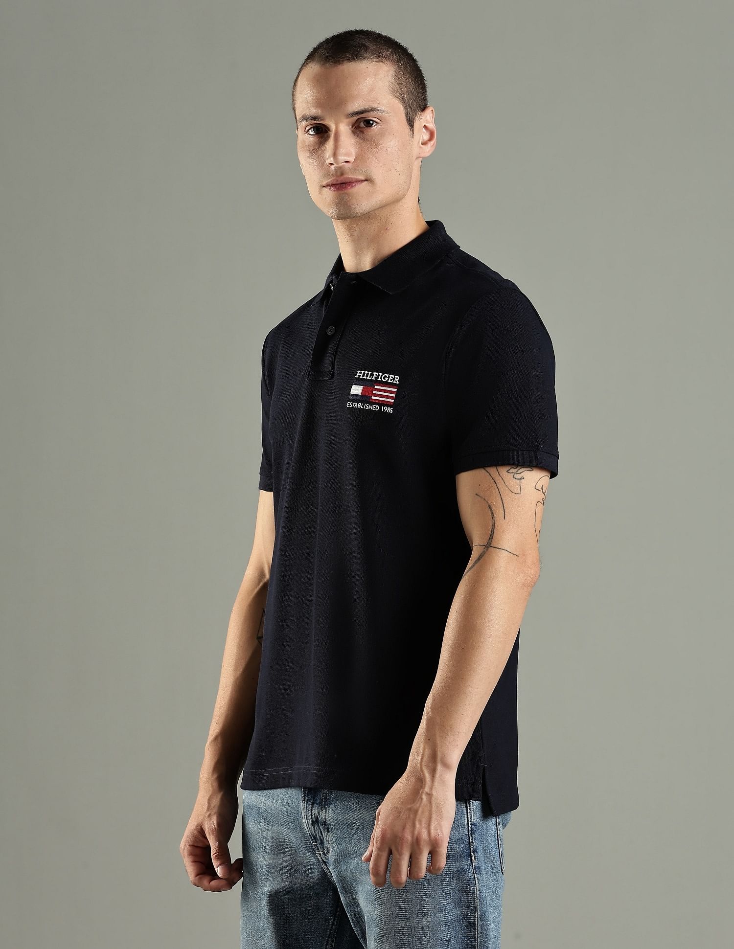 Tommy Hilfiger Solid Regular Fit Cotton Polo T-Shirt