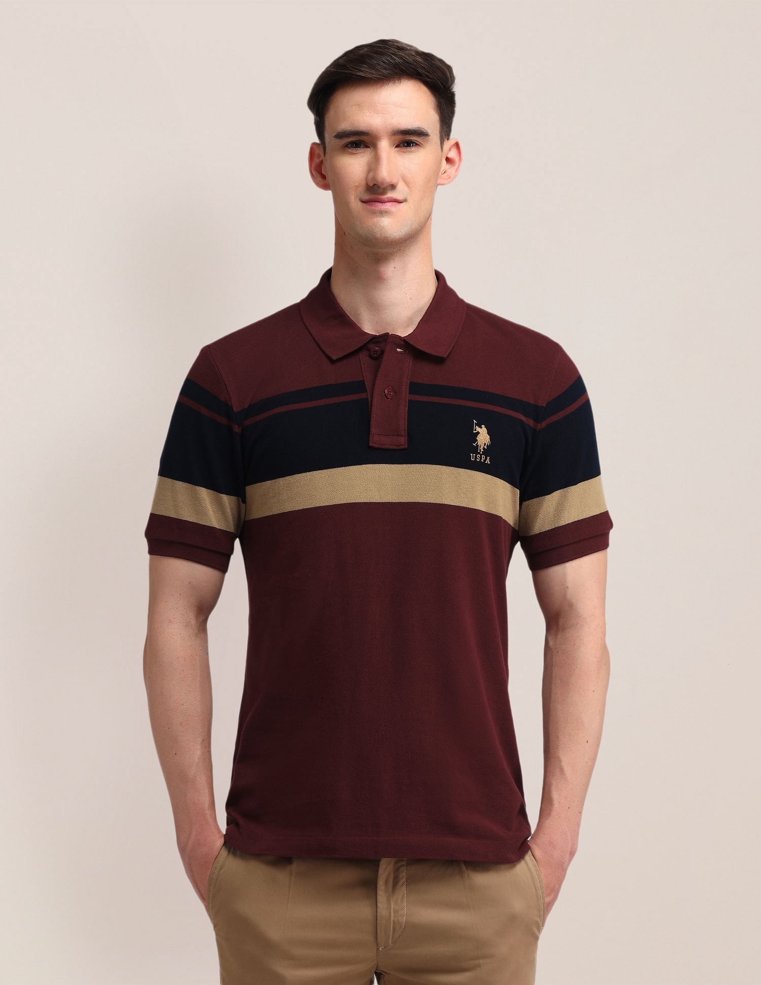 U.S. Polo Assn. Horizontal Striped Slim Fit Polo Shirt