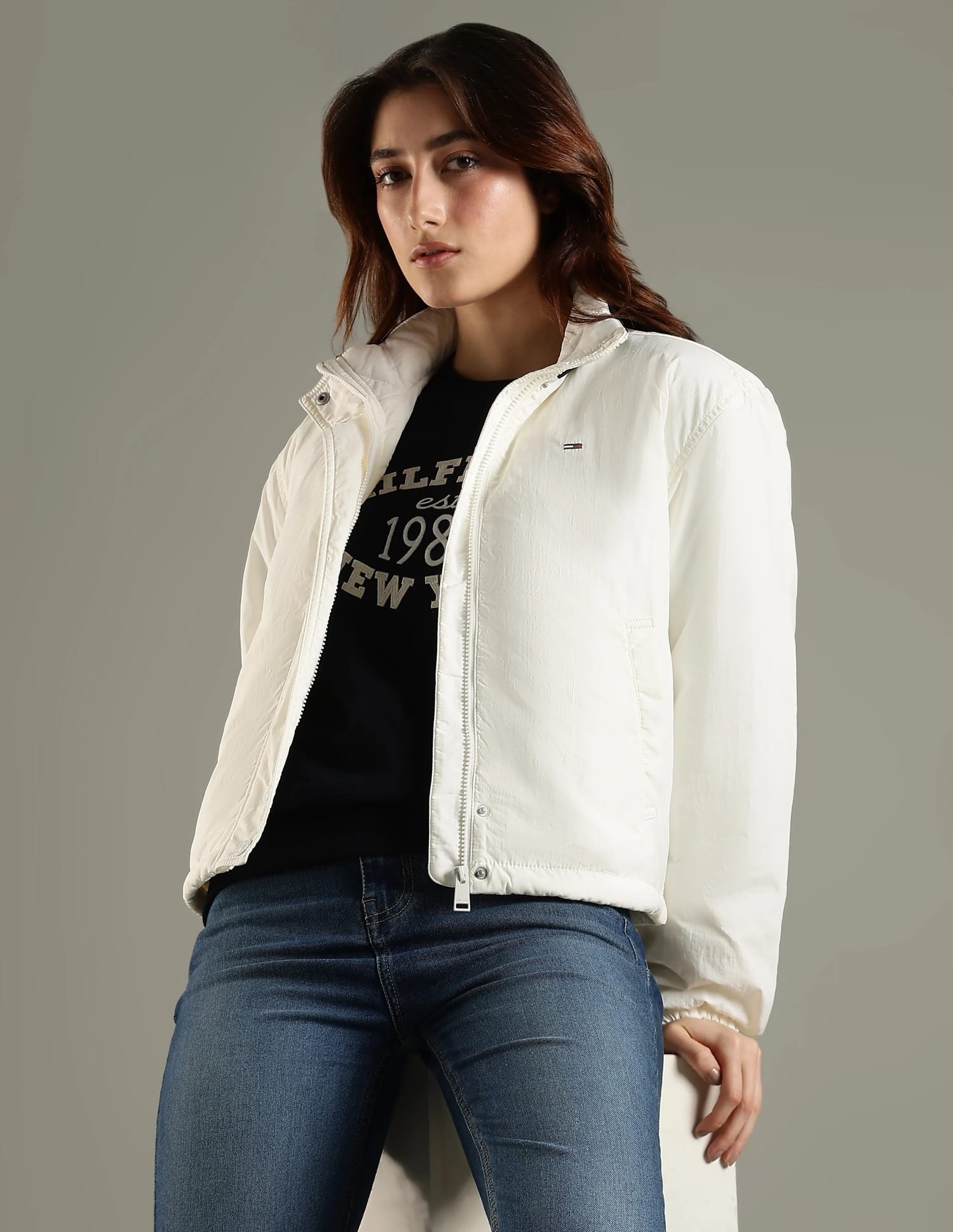 Buy Tommy Hilfiger Relaxed Fit Nylon Mock Neck Puffer Jacket