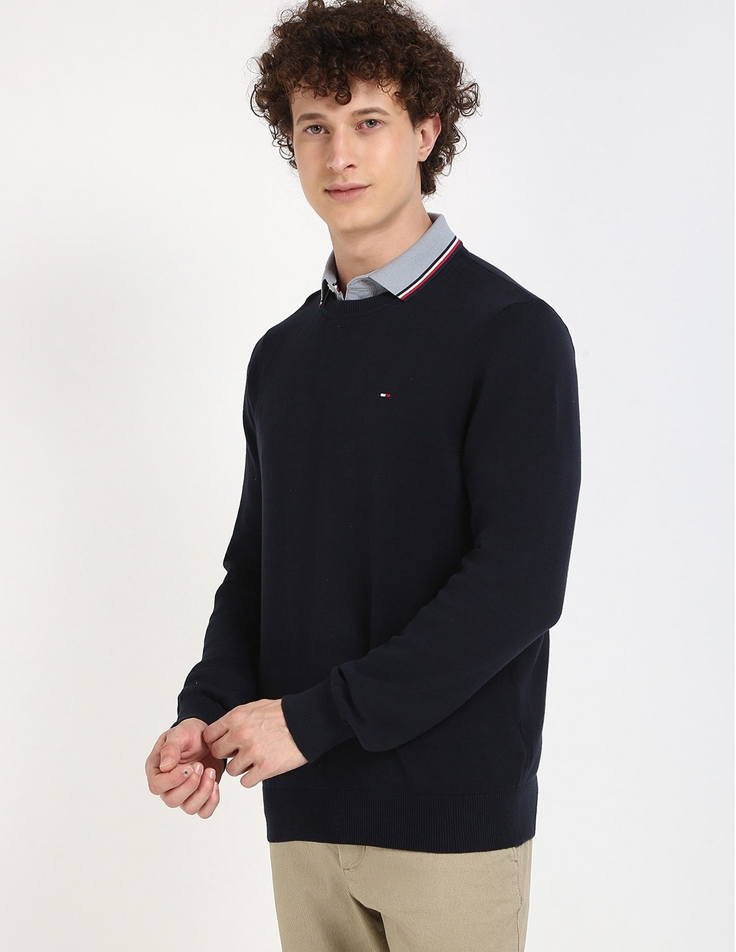 Tommy Hilfiger Solid Regular-Fit Cotton Sweater