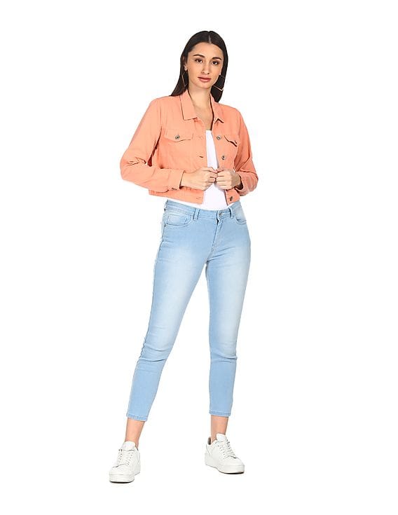 coral denim jacket