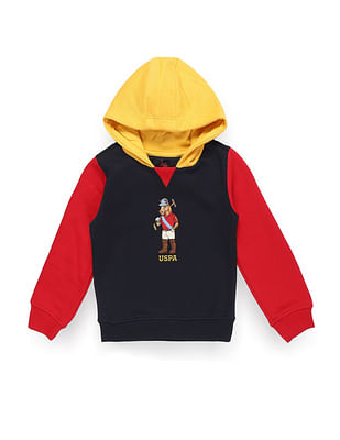 U S Polo Assn Kids Boys Mascot Hooded Sweatshirt