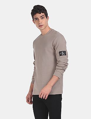 Buy Calvin Klein Men Grey Monogram Badge Waffle Patterned