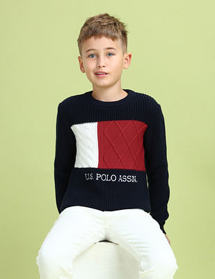 U S Polo Assn Kids Boys Printed Regular Fit Sweater