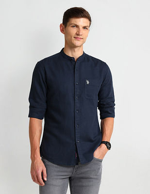 U S Polo Assn Denim Co Slim Fit Poplin Linen Shirt