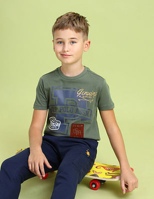 U S Polo Assn Kids Boys Graphic Printed Regular Fit T-Shirt