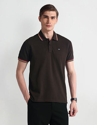 Arrow Sport Tipped Collar Solid Polo Shirt