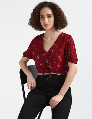 Tommy Hilfiger V Neck Sleeve Floral Top