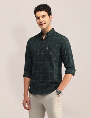 U S Polo Assn Windowpane Checked Tailored Fit Shirt