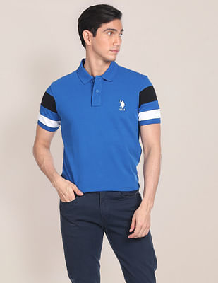 U S Polo Assn Striped Sleeve Cotton Polo Shirt