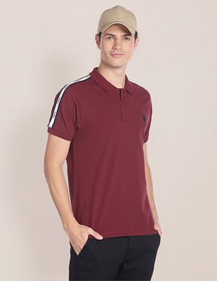 U S Polo Assn Brand Taped Solid Polo Shirt