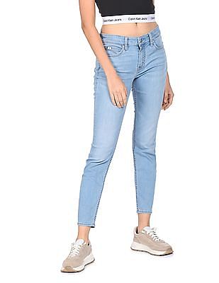 Calvin Klein Women Light Blue Mid Rise Rinsed Jeans